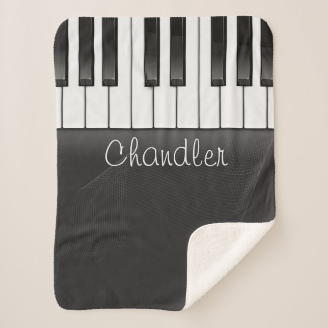 Manta Sherpa NOMBRE Personalizado Pianista Claves De Piano Maes (Anverso)