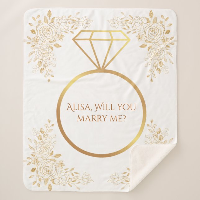 Manta Sherpa Nombre personalizado - Propuesta de matrimonio, pr (Anverso)