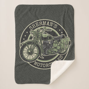 Manta Sherpa NOMBRE personalizado Retro motociclista militar