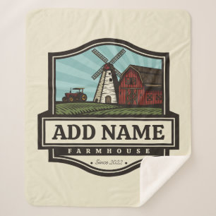 Manta Sherpa NOMBRE Personalizado Rústico Farmhouse Old Windmil