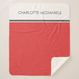 Manta Sherpa Nombre personalizado simple rojo moderno