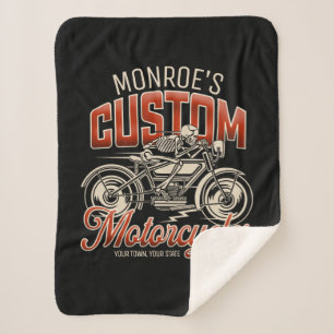 Manta Sherpa NOMBRE personalizado Skeleton Motorcycle Shop