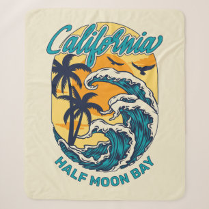 Manta Sherpa Nombre personalizado / Texto Surfing de California