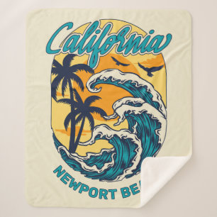 Manta Sherpa Nombre personalizado / Texto Surfing de California