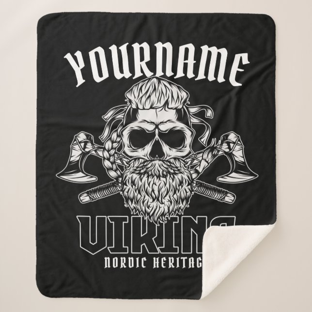 Manta Sherpa NOMBRE Personalizado Viking Nórdico Warrior Herita (Anverso)