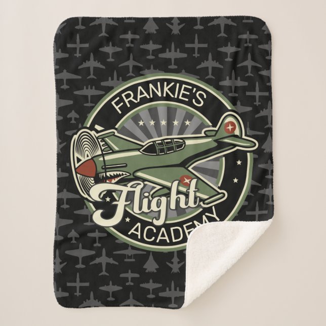 Manta Sherpa NOMBRE personalizado WII Retro avión militar de gu (Anverso)