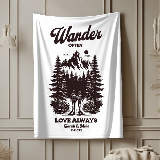 Manta Sherpa Nombre personalizado y regalo de boda de fecha, pe