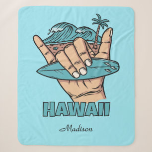 Manta Sherpa Nombre personalizado y ubicación Surf Shaka