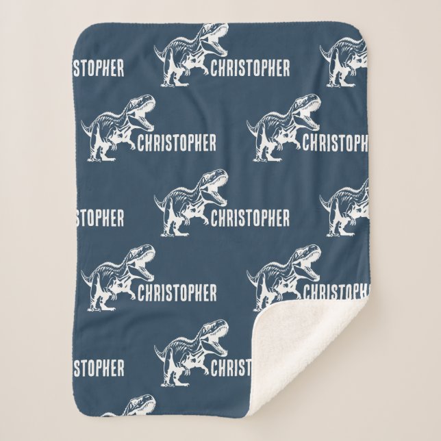 Manta Sherpa Nombre repetitivo T-Rex Signature Midnight Jungle (Anverso)