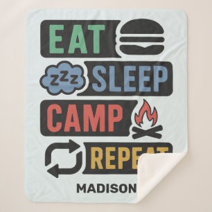 Manta Sherpa Nombre y Color Personalizado de Camping