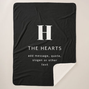 Manta Sherpa Nombre y mensaje de monograma moderno editable   N