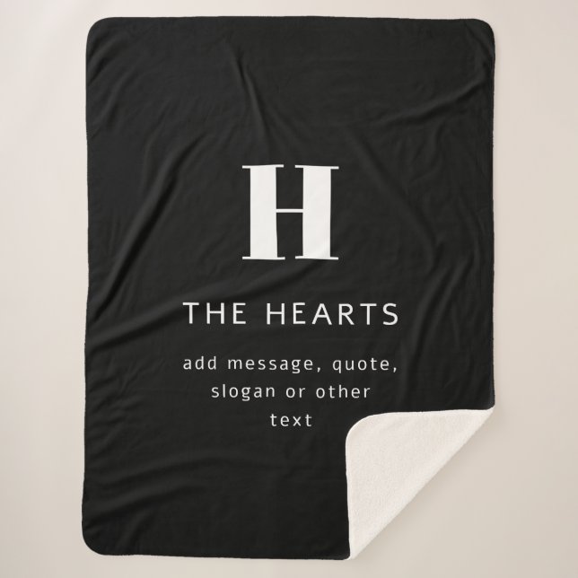 Manta Sherpa Nombre y mensaje de monograma moderno editable | N (Anverso)