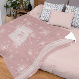 Manta Sherpa Nombre y monograma personalizados | Copos de nieve