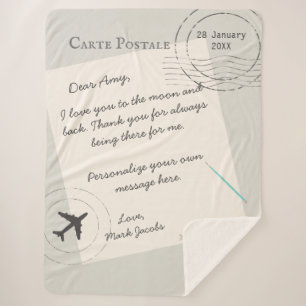 Manta Sherpa Nota de amor personal del personalizado de la cart