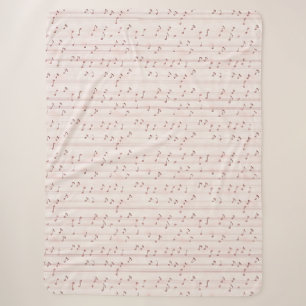 Manta Sherpa Notas Musicales Marrón Rosa Sonrosado