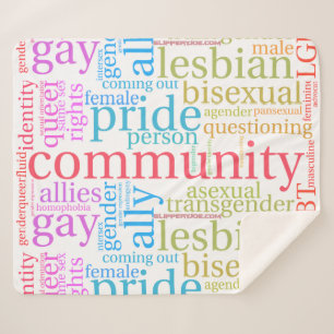 Manta Sherpa nube de palabras de la comunidad arcoíris LGBTQ+ d