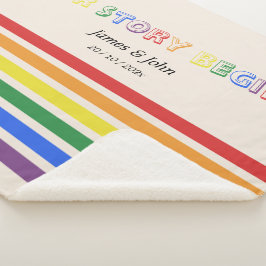 Manta Sherpa Nuestra historia comienza bandera LGBTQ arcoíris p