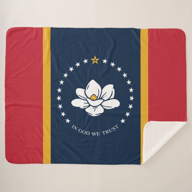 Manta Sherpa Nueva bandera de estado de Mississipi (Anverso (horizontal))