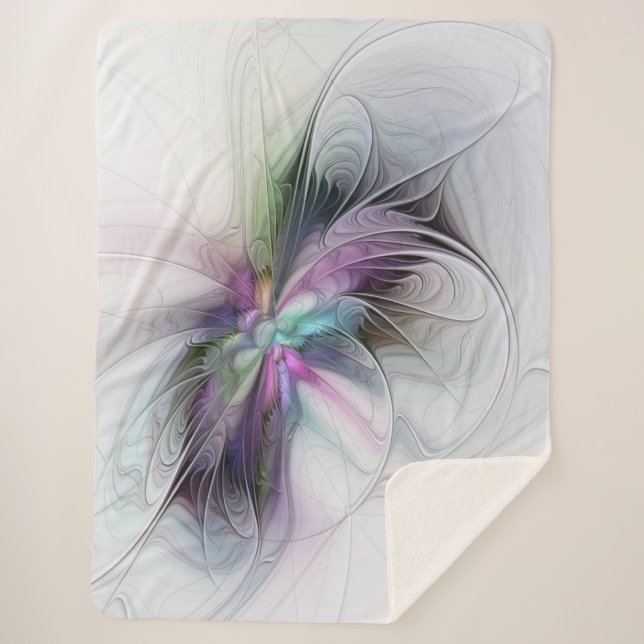 Manta Sherpa Nueva vida, colorida abstracción de fantasía artís (Anverso)