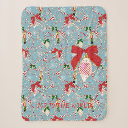 Manta Sherpa Nuez Clásica Cielo Azul Caramelo de Navidad