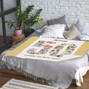 Manta Sherpa Número de collage de fotos 50 Neutral 50 cumpleaño