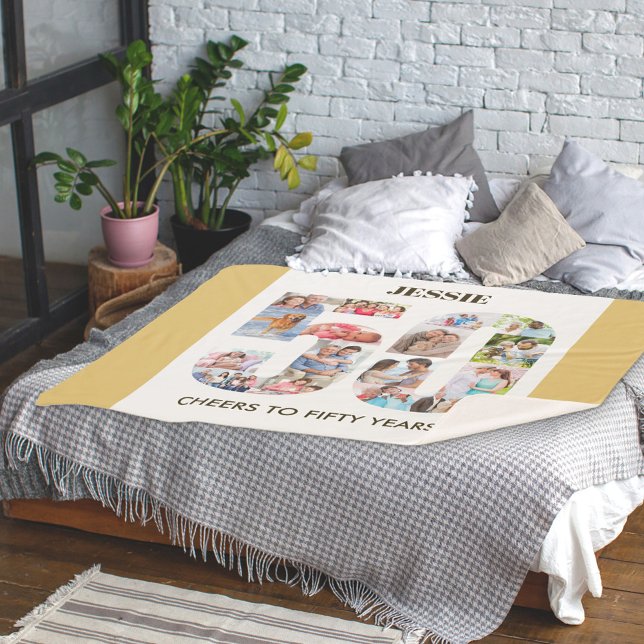 Manta Sherpa Número de collage de fotos 50 Neutral 50 cumpleaño (Subido por el creador)