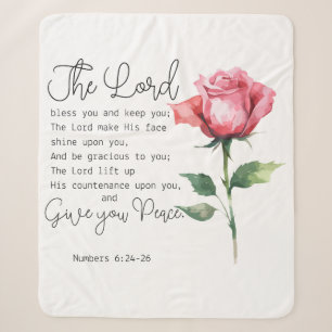 Manta Sherpa Números 6:24-26 El Señor te bendiga la flor Rosa