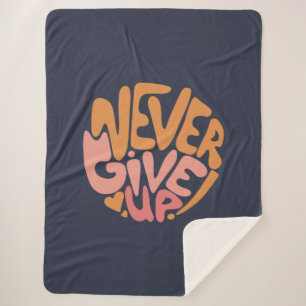 Manta Sherpa Nunca se rindan - Motivación rosa y Naranja oscuro