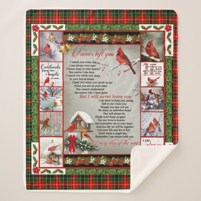 Manta Sherpa Nunca Te Dejé, Navidades Cardenal Quilt Blanket (Anverso)
