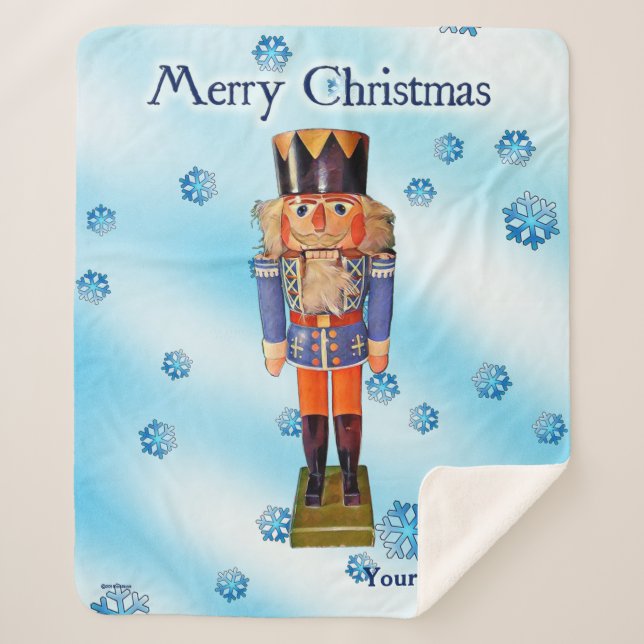 Manta Sherpa Nutcracker alemán - Feliz Navidad (Anverso)