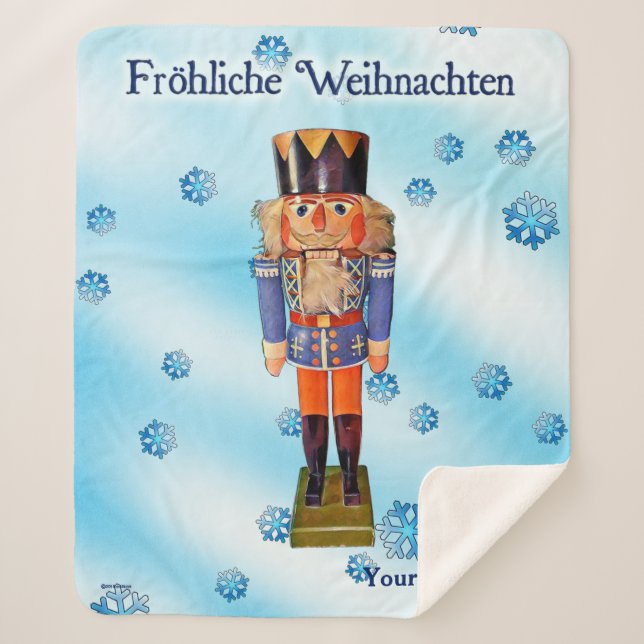 Manta Sherpa Nutcracker alemán: Fröhliche Weihnachten (Anverso)