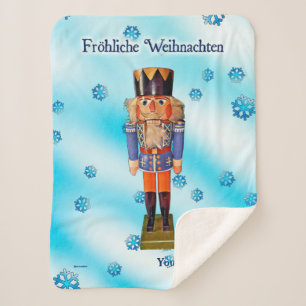 Manta Sherpa Nutcracker alemán: Fröhliche Weihnachten