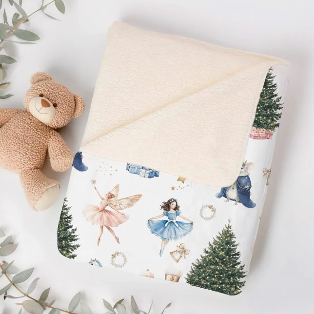 Manta Sherpa Nutcracker Ballet Navideño Nostálgico  (Nutcracker Ballet Christmas Sherpa Blanket)