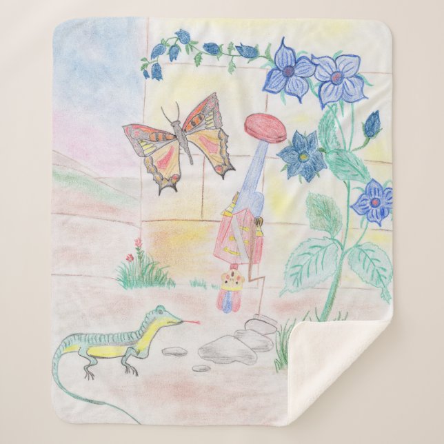 Manta Sherpa Obra de arte de niños personalizados, juguete de d (Anverso)