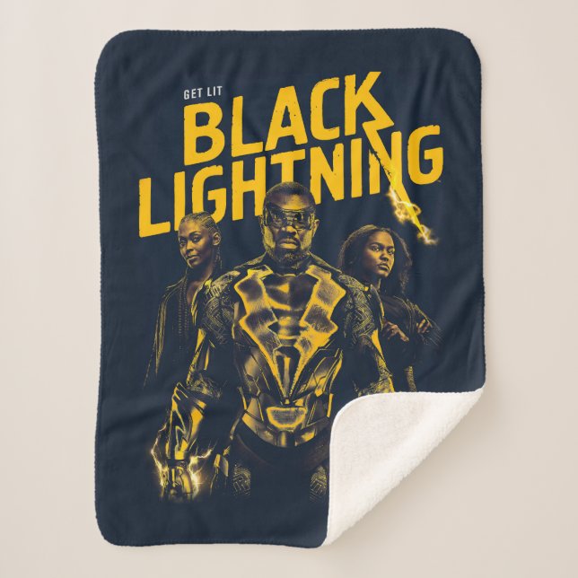 Manta Sherpa Obtén luz - Black Lightning (Anverso)
