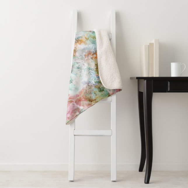 Manta Sherpa Ocean Abstract Watercolor Grunge Pattern  (In situ)