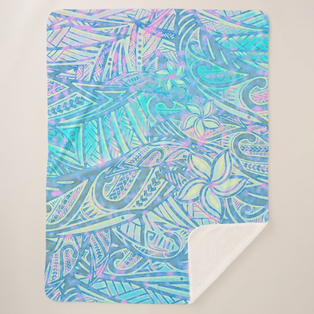 Manta Sherpa Océano azul - Hawai - Samoan - Tribal Polinesia (Anverso)