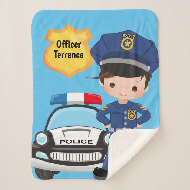 Manta Sherpa Oficial de Policía de Niños Personalizados Sherpa  (Anverso)