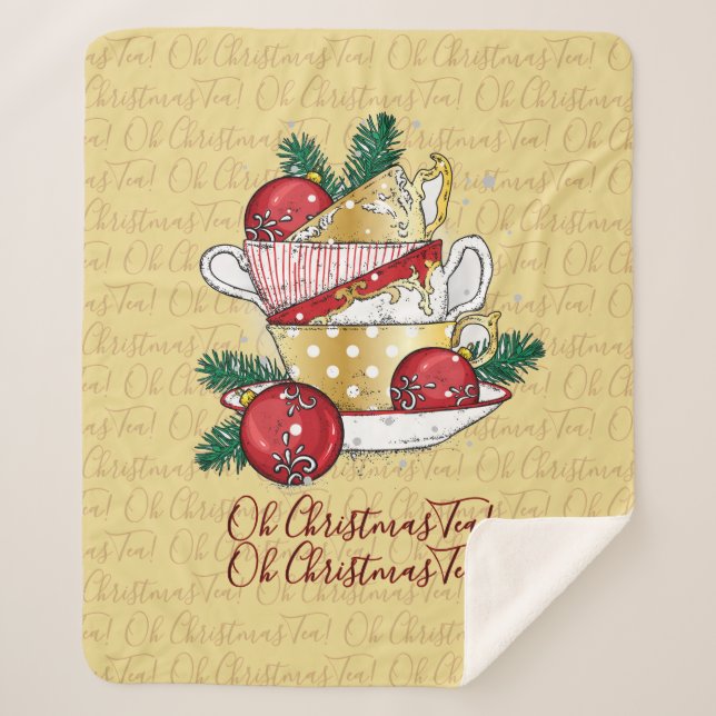 Manta Sherpa ¡Oh Navidades Tea! (Anverso)