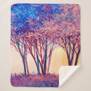 Manta Sherpa Oil painting colorful trees. Abstract image of for