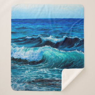 Manta Sherpa Oil painting showing waves in ocean or sea on canv
