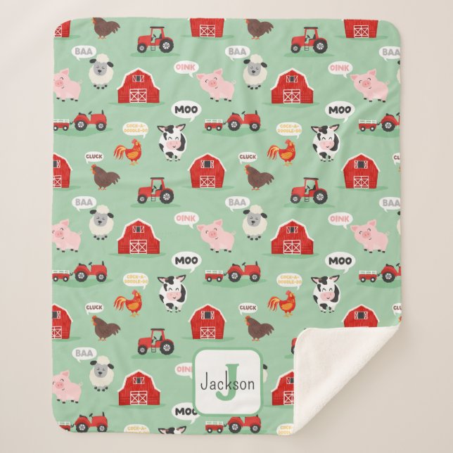 Manta Sherpa Oink Baa Moo Farm Animal Cute Kids (Anverso)