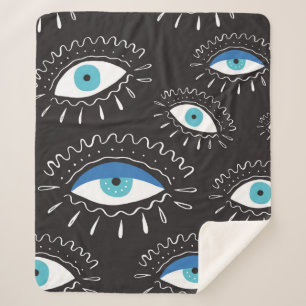 Manta Sherpa Ojo tribal azteca hindú dibujado a mano con plumas