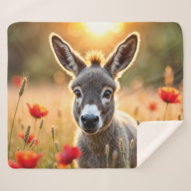 Manta Sherpa Ojos curiosos en el campo, arte pacífico (Anverso (horizontal))