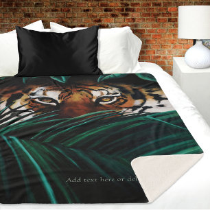 Manta Sherpa Ojos de Tigre de Jungla Verde Intensa Hojas Vida S