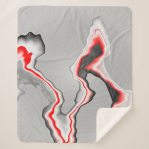 Manta Sherpa Ola roja y blanca abstracta, patrón zigzag,