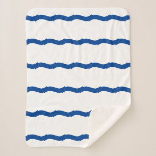Manta Sherpa Olas azules blancas rayas patrón náutico