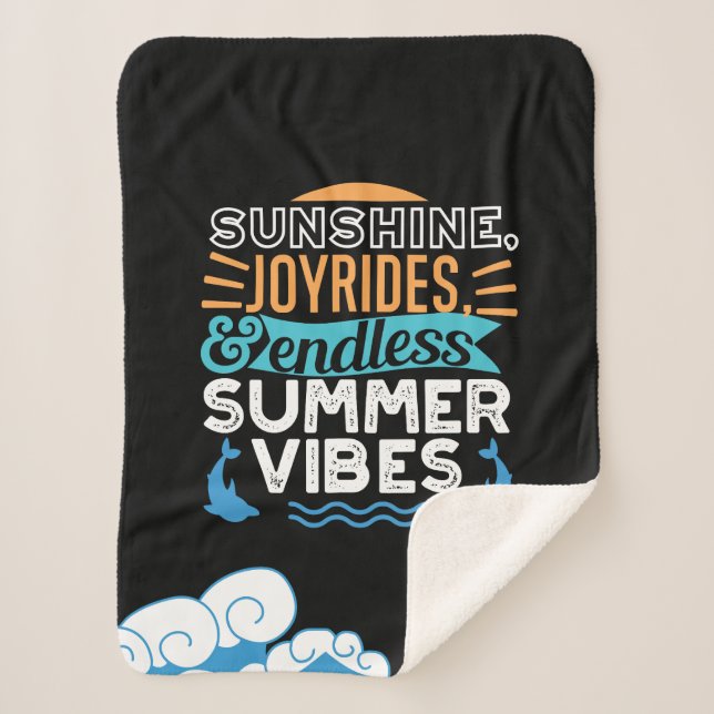 Manta Sherpa Olas de atardecer y aventuras de verano - Verano G (Anverso)