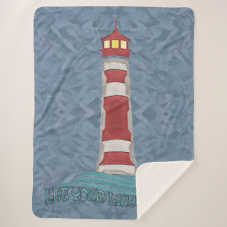 Manta Sherpa Olas de faro Deja que tu luz Camiseta azul Sine