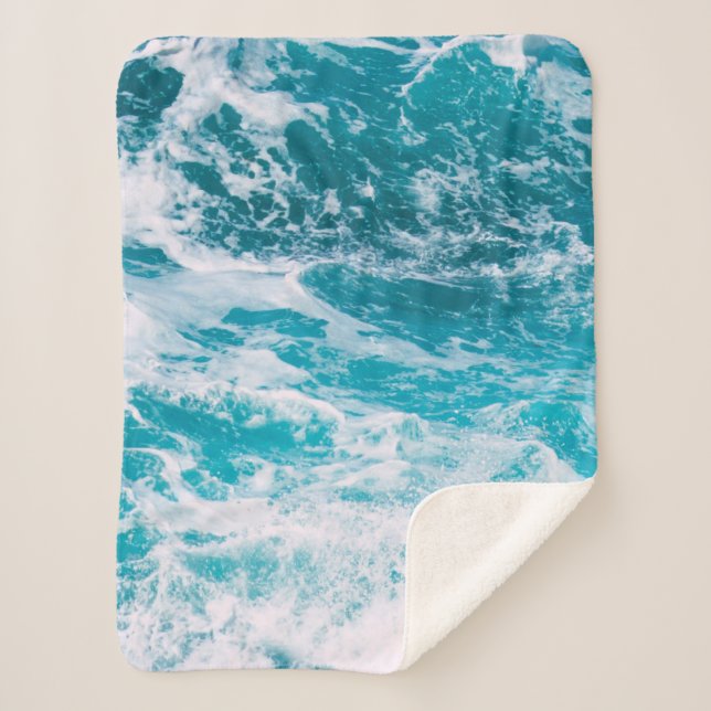 Manta Sherpa Olas del océano azul (Anverso)